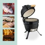 Gratar cuptor Kamado din ceramica, termometru integrat, supape de ventilatie, multifunctional - imagine 2