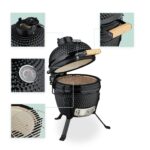 Gratar cuptor Kamado din ceramica, termometru integrat, supape de ventilatie, multifunctional - imagine 3