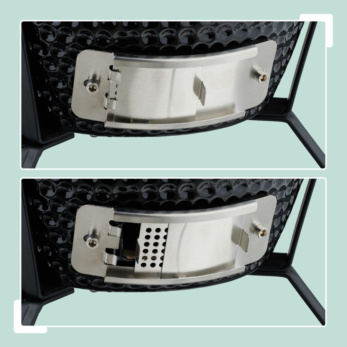 Gratar cuptor Kamado din ceramica, termometru integrat, supape de ventilatie, multifunctional - imagine 7