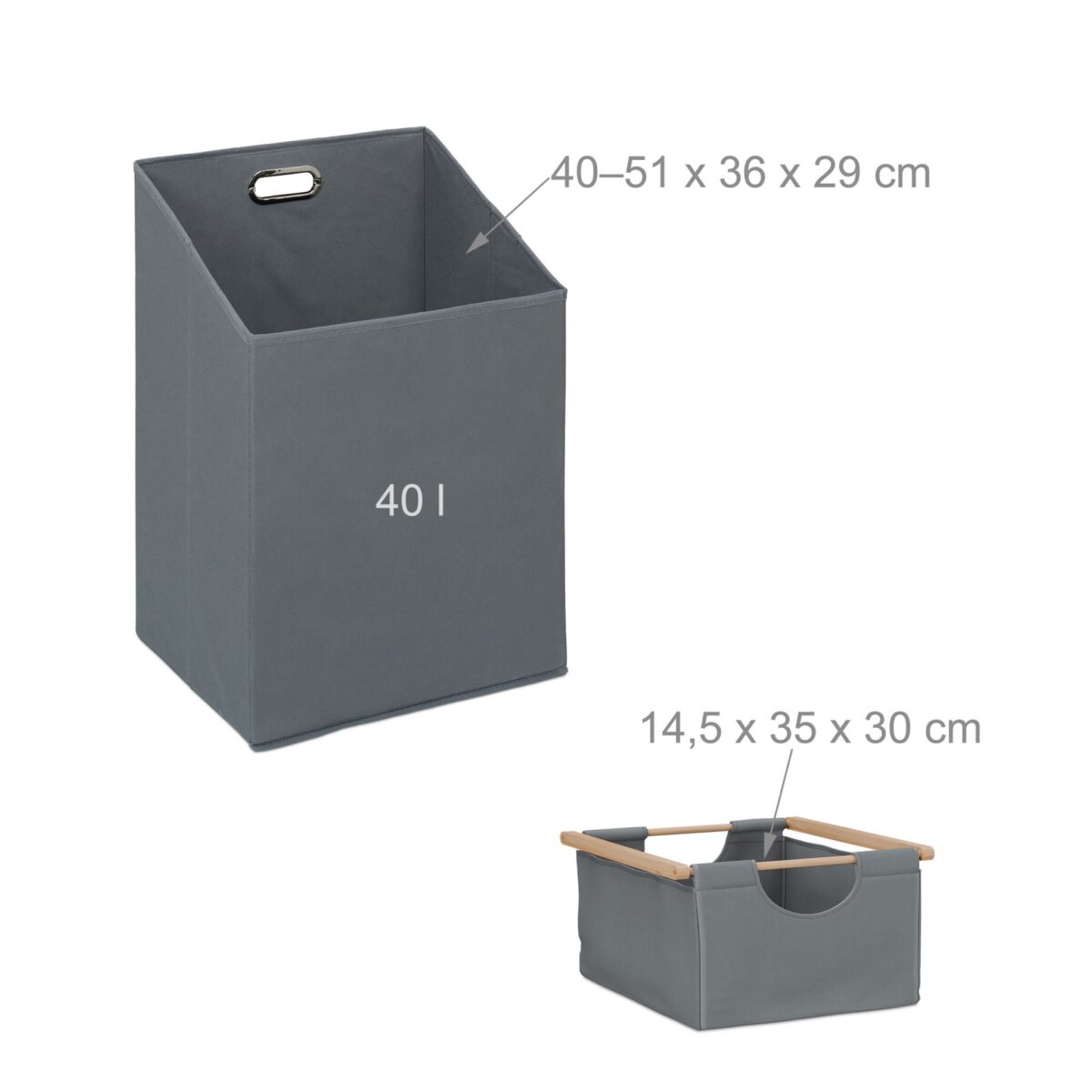 Raft de baie, 2 cosuri de rufe, 2 sertare, bambus/poliester, 95 x 88 x 33 cm, maro - imagine 6