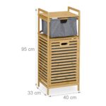 Raft de baie, cos de rufe integrat, bambus/poliester, 95 x 40 x 33 cm, maro/gri - imagine 5