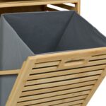 Raft de baie, cos de rufe integrat, bambus/poliester, 95 x 40 x 33 cm, maro/gri - imagine 8
