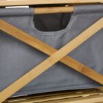 Raft de baie, cos de rufe integrat, bambus/poliester, 95 x 40 x 33 cm, maro/gri - imagine 9
