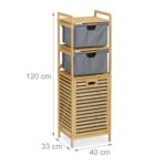 Raft de baie, cos de rufe integrat, bambus/poliester, 95 x 40 x 33 cm, maro/gri - imagine 5