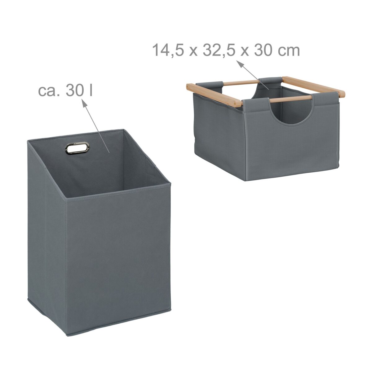 Raft de baie, cos de rufe integrat, bambus/poliester, 95 x 40 x 33 cm, maro/gri - imagine 6