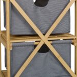 Raft de baie, cos de rufe integrat, bambus/poliester, 95 x 40 x 33 cm, maro/gri - imagine 9