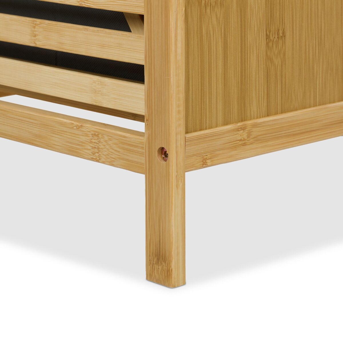 Raft de baie, cos de rufe integrat, bambus/poliester, 95 x 40 x 33 cm, maro/gri - imagine 10