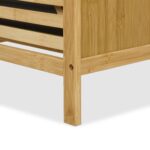 Raft de baie, cos de rufe integrat, bambus/poliester, 95 x 40 x 33 cm, maro/gri - imagine 10