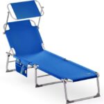 Sezlong cu parasolar, Ibiza, pliabil, rezistenta UV, albastru, 190 x 60 x 30 cm, Casaria®