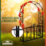Arcada metalica pentru flori cu poarta, Gardebruk, pergola, cadru metalic, 225x115x37cm, negru - imagine 3