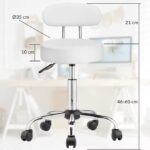 Scaun de cosmetica hidraulic si rotativ cu spatar Casaria®, inaltime reglabila 63-73 cm, alb - imagine 8