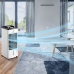 Racitor de aer portabil Monzana, 4 in 1, Ventilator, Umidificator, Ionizator, 60 W, 22,5 x 25 x 56 cm, alb/negru - imagine 3