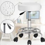 Scaun taburet Casaria®, cosmetica, cabinet medical, atelier, otel, inaltime reglabila 51-65 cm, rotire 360°, alb - imagine 6