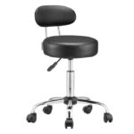 Scaun de cosmetica hidraulic si rotativ cu spatar Casaria®, inaltime reglabila 63-73 cm, negru