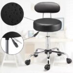 Scaun de cosmetica hidraulic si rotativ cu spatar Casaria®, inaltime reglabila 63-73 cm, negru - imagine 2