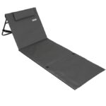 Saltea de plaja, pliabila, reglabila, captusita, cu tetiera, antracit, 158x56x46cm, DETEX®