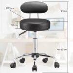 Scaun de cosmetica hidraulic si rotativ cu spatar Casaria®, inaltime reglabila 63-73 cm, negru - imagine 5