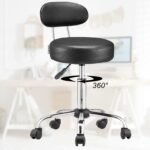 Scaun de cosmetica hidraulic si rotativ cu spatar Casaria®, inaltime reglabila 63-73 cm, negru - imagine 3