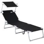 Sezlong cu parasolar, Hawaii, pliabil, rezistent la UV, antracit, 195 x 60 x 30 cm, Casaria® - imagine 6