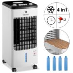 Racitor de aer portabil Monzana, 4 in 1, Ventilator, Umidificator, Ionizator, 60 W, 22,5 x 25 x 56 cm, alb/negru