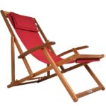Sezlong din lemn, reglabil, pliabil, rosu, 94x60x94cm, CASARIA®