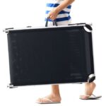 Sezlong cu parasolar, Malta, pliabil, rezistenta UV, negru, 210 x 61 x 35 cm, Casaria® - imagine 3