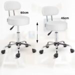 Scaun de cosmetica hidraulic si rotativ cu spatar Casaria®, inaltime reglabila 63-73 cm, alb - imagine 5
