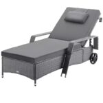 Sezlong cu spatar reglabil, saltea hidrofuga, rezistente la UV, antracit, 193 x 90 x 43 cm, CASARIA®