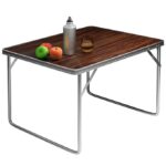 Masa pliabila gradina, camping, pescuit, 80 x 60 x 70 cm, MDF/aluminiu, maro