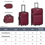 Set 3 trolere si 2 genti cosmetice, Atena, L-M, poliester, rosu - imagine 2