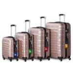Set 4 trolere de diferite dimensiuni, S-M-L-XL, ABS, roti robuste, rotatie de 360°, roz metalizat