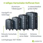 Set 4 trolere de diferite dimensiuni, S-M-L-XL, ABS, roti robuste, rotatie de 360°, antracit - imagine 8