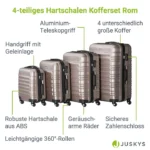 Set 4 trolere de diferite dimensiuni, S-M-L-XL, ABS, roti robuste, rotatie de 360°, bej - imagine 9