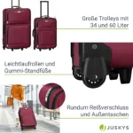 Set 3 trolere si 2 genti cosmetice, Atena, L-M, poliester, rosu - imagine 8