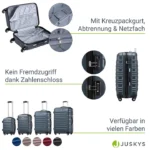 Set 4 trolere de diferite dimensiuni, S-M-L-XL, ABS, roti robuste, rotatie de 360°, antracit - imagine 6
