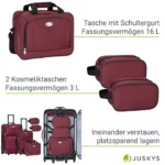Set 3 trolere si 2 genti cosmetice, Atena, L-M, poliester, rosu - imagine 7