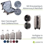 Set 4 trolere de diferite dimensiuni, S-M-L-XL, ABS, roti robuste, rotatie de 360°, bej - imagine 7