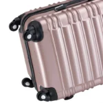 Set 4 trolere de diferite dimensiuni, S-M-L-XL, ABS, roti robuste, rotatie de 360°, roz metalizat - imagine 4