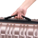 Set 4 trolere de diferite dimensiuni, S-M-L-XL, ABS, roti robuste, rotatie de 360°, roz metalizat - imagine 3