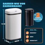Cos de gunoi cu senzor deschidere-inchidere, Monzana®, 58 L, otel, alb - imagine 2