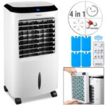 Racitor de aer portabil Monzana, 4 in 1, Ventilator, Umidificator, Ionizator, 3 niveluri de putere, telecomanda, 65 W, afisaj LED, alb
