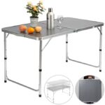 Masa pliabila gradina, camping, pescuit, tip valiza, inaltime raglabila, aluminiu, gri