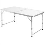 Masa pliabila gradina, camping, pescuit, tip valiza, inaltime raglabila, aluminiu, alb - imagine 10