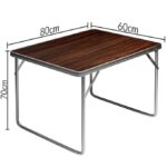 Masa pliabila gradina, camping, pescuit, 80 x 60 x 70 cm, MDF/aluminiu, maro - imagine 4