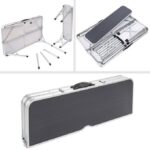 Set masa pliabila de gradina, 2 banci, camping, pescuit, tip valiza, 90 x 60 x 70 cm, aluminiu, gri - imagine 7