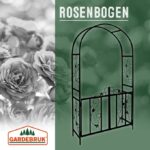 Arcada metalica pentru flori cu poarta, Gardebruk, pergola, cadru metalic, 225x115x37cm, negru - imagine 2