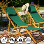 Sezlong din lemn, reglabil, pliabil, verde, 94x60x94cm, CASARIA® - imagine 8