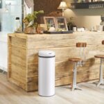Cos de gunoi cu senzor deschidere-inchidere, Monzana®, 40 L, otel, alb - imagine 4