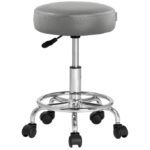 Scaun taburet Casaria®, cosmetica, cabinet medical, atelier, otel, inaltime reglabila 51-65 cm, rotire 360°, gri