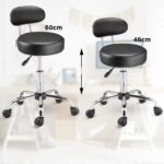 Scaun de cosmetica hidraulic si rotativ cu spatar Casaria®, inaltime reglabila 63-73 cm, negru - imagine 6